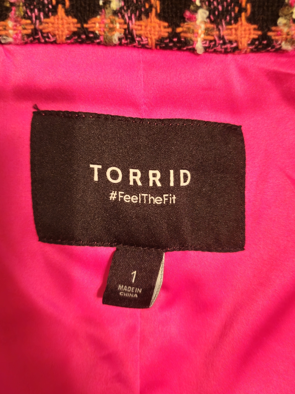 Torrid Pink Plaid Bouclé Statement Pea Coat 1X/14/16 - Picture 6 of 12